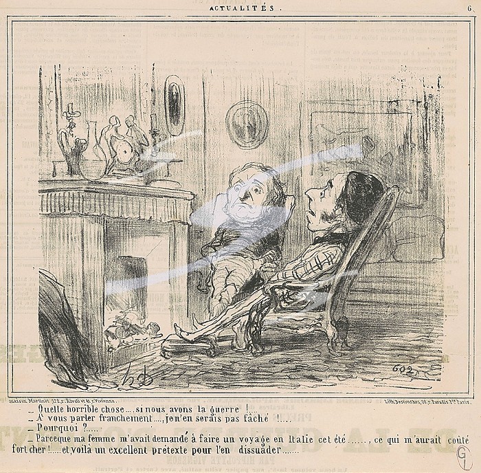 Quelle horrible chose ... si nous avons la guerre! ..., 19th century. Creator: Honore Daumier.