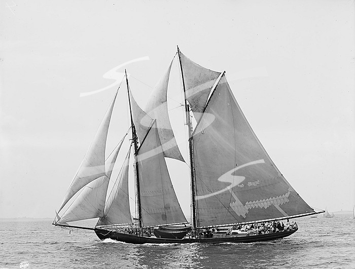 James W. Parker, two masted schooner, (1907?). Creator: Nathaniel Stebbins.