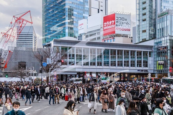 Tokyo, Japan, 28 January 2023 - Shibuya crossing.. Shibuya crossing