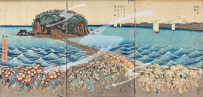 Pilgrimage of Female Entertainers to Enoshima to Pay Homage to Benzaiten, 2nd quarter of 19th cent. Creator: Ando Hiroshige.
