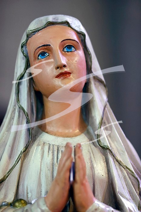 Saint Francois de Sales Basilica. Wooden statue of the Virgin Mary; Thonon. France.