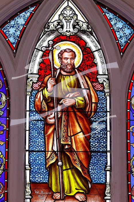 Thi Nghe catholic Church. Stained glass window. Saint Philip the Apostle. Ho Chi Minh city. Vietnam. 