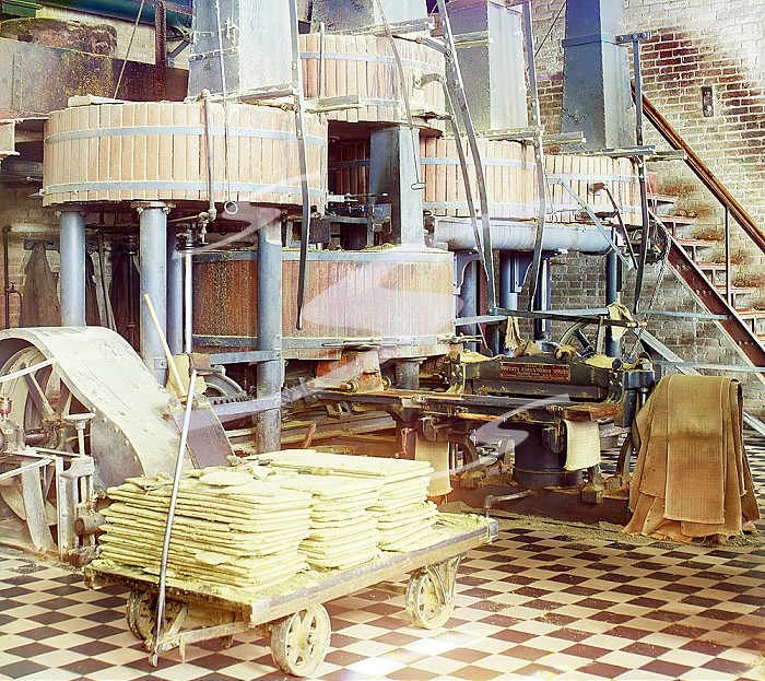Workshop for extracting cotton oil, Murgab Estate, Bairam-Ali, between 1905 and 1915. Creator: Sergey Mikhaylovich Prokudin-Gorsky.