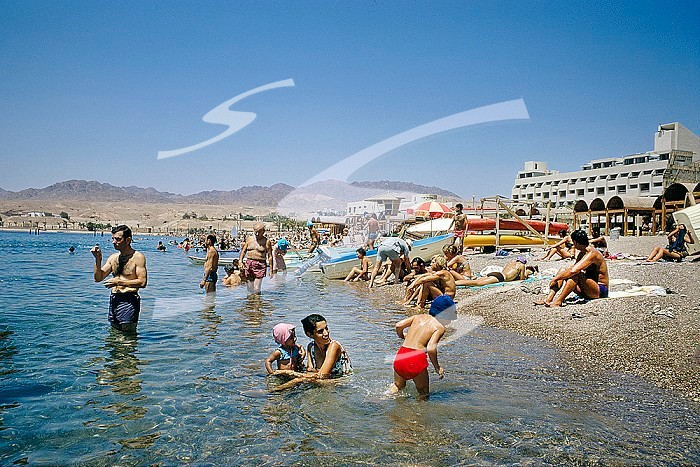 Beachgoers, Eilat, Southern District, Israel, Bernard Gotfryd, 1971