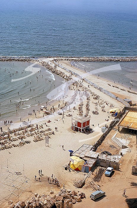 High angle view of coastal Beach, Tel Aviv, Israel, Bernard Gotfryd, 1971