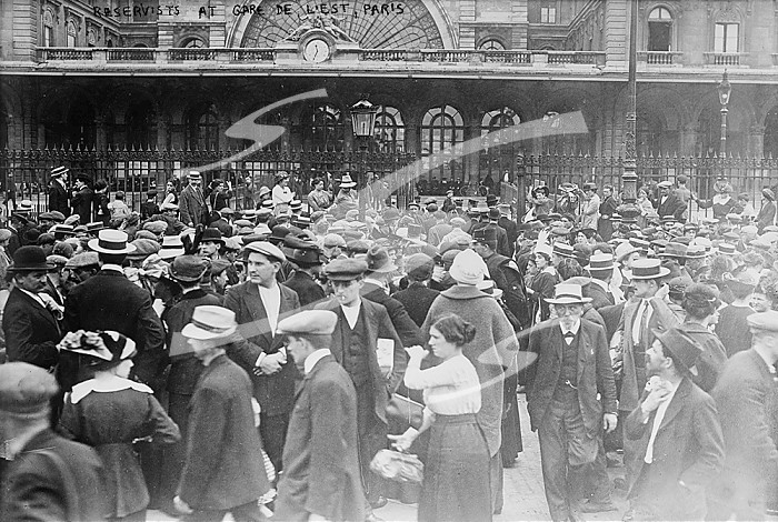 Reservists at Gare de l´Est, Paris, 1914. Creator: Bain News Service.
