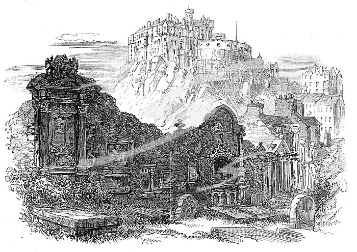 Edinburgh: the Castle, from the Greyfriars´ Cemetery, 1864. Creator: Unknown.
