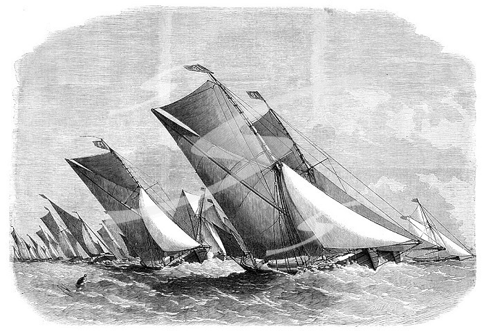 Sailing-barge race on the Thames, 1864. Creator: Edwin Weedon.