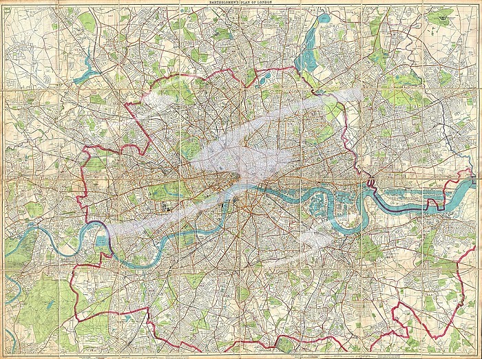 1899, Bartholomew Fire Brigade, Map of London, England