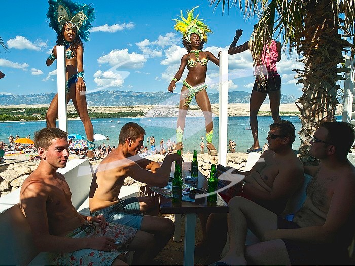 Europe, Croatia, Dalmatia, island Pag, beach Zrce, After-beach-Party.-.  Europa, Kroatien, Dalmatien, Insel Pag, Strand Zrce, after beach party.-.